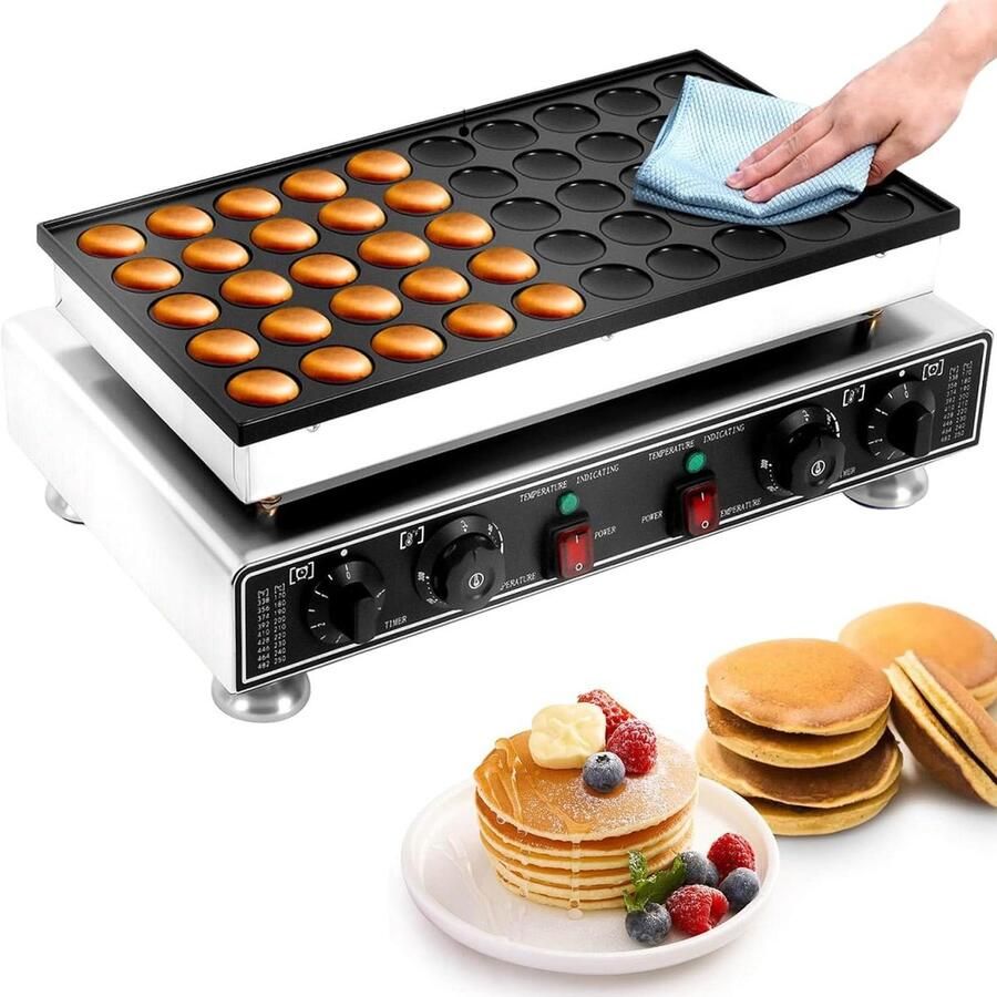 Mini Poffertjespan Apparaat Dorayaki Snacks Maken Snelle Gelijkmatige Verwarming 25 of 50 Stuks Zilver Zwart