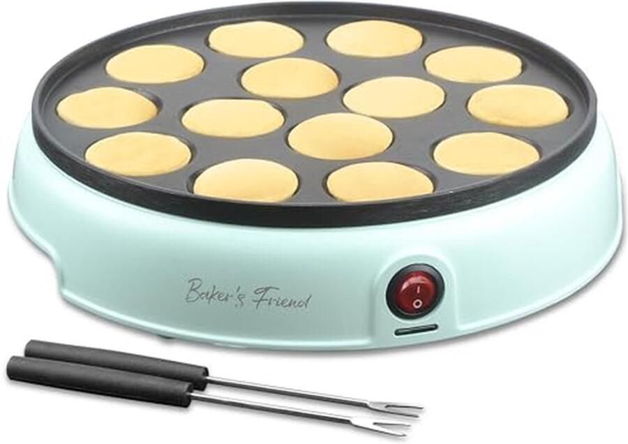 Mini Poffertjespan Elektrische Pan Snelle Ontbijtjes Maken 14 Holtes Non-stick 870 Watt Wit