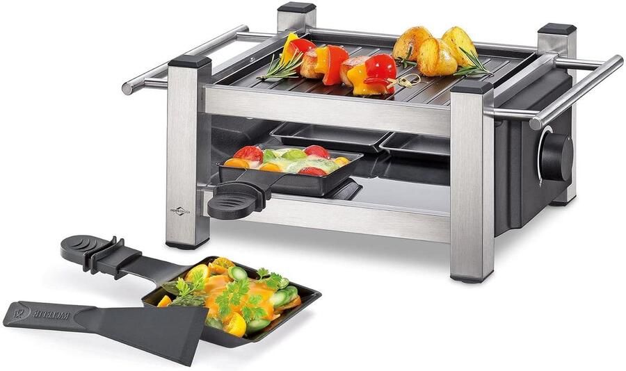 Mini Raclette Elektrisch Gourmetstel Gezellig Eten Antiaanbaklaag Voor 4 personen Zwart - Foto 3