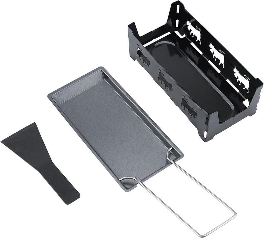 Mini Raclette Grill Kaas Smelter Gezellig Eten Antiaanbaklaag 20x10 cm Zwart - Foto 2