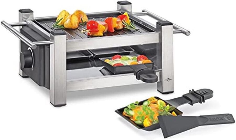 Mini Raclette Oven met Antiaanbaklaag voor 4 Pannetjes - Foto 2