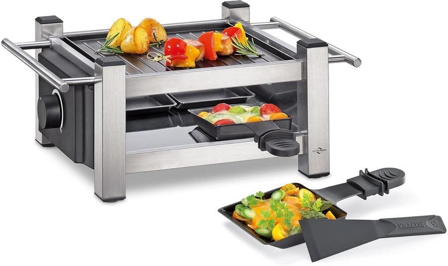 Mini Raclette Elektrisch Gourmetstel Gezellig Eten Antiaanbaklaag Voor 4 personen Zwart