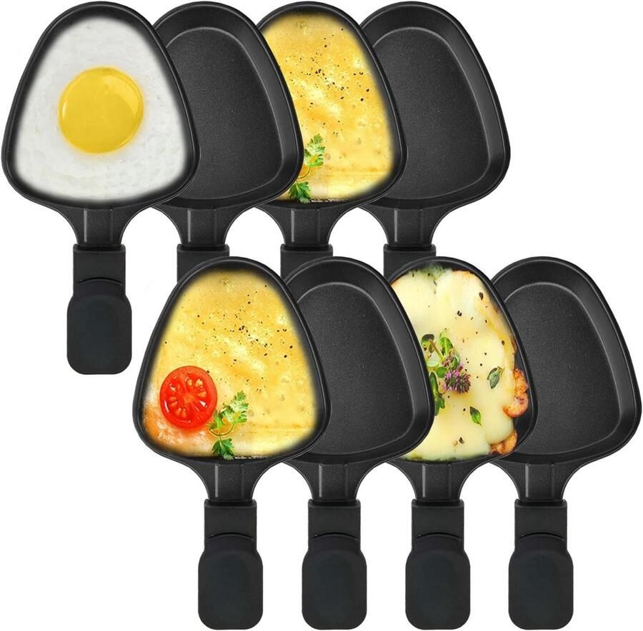 Mini Raclette Pannen Kaas Smelt Schalen Gezellig Eten Antiaanbaklaag 8 Stuks Zwart