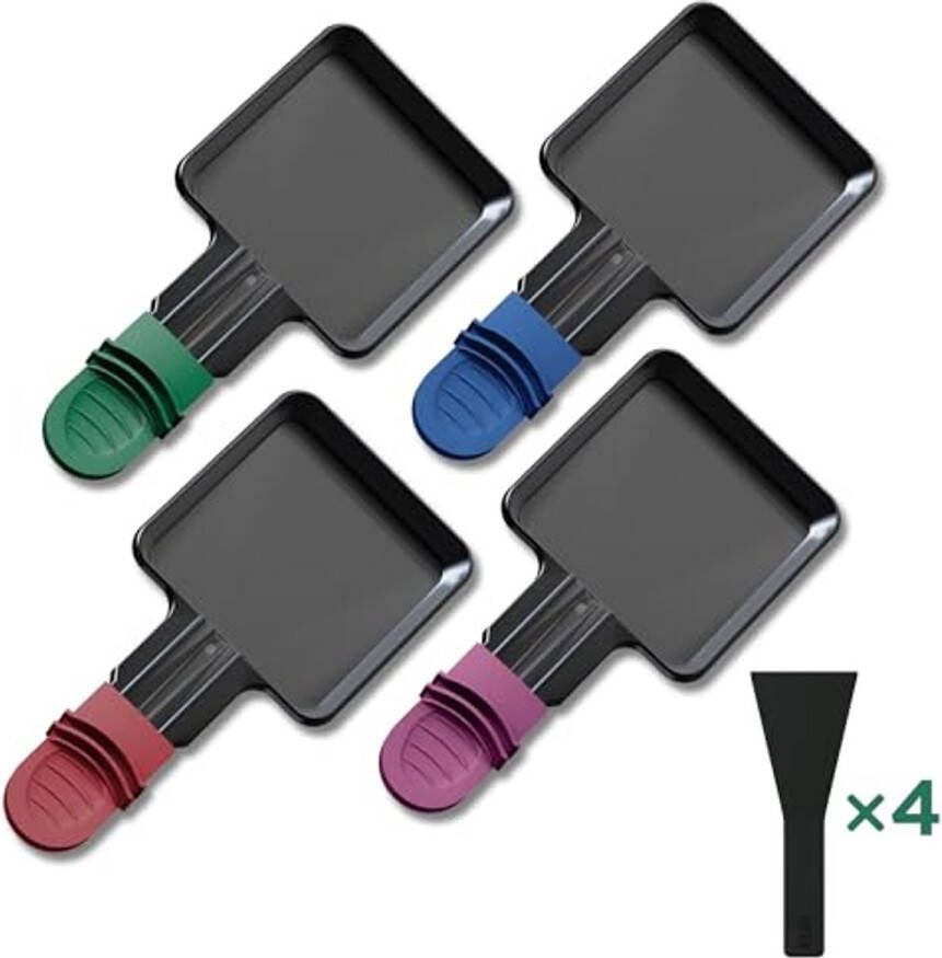 Mini Raclette Pannen Set 4 Stuks Met Spatels Anti-aanbak Gourmetplaat