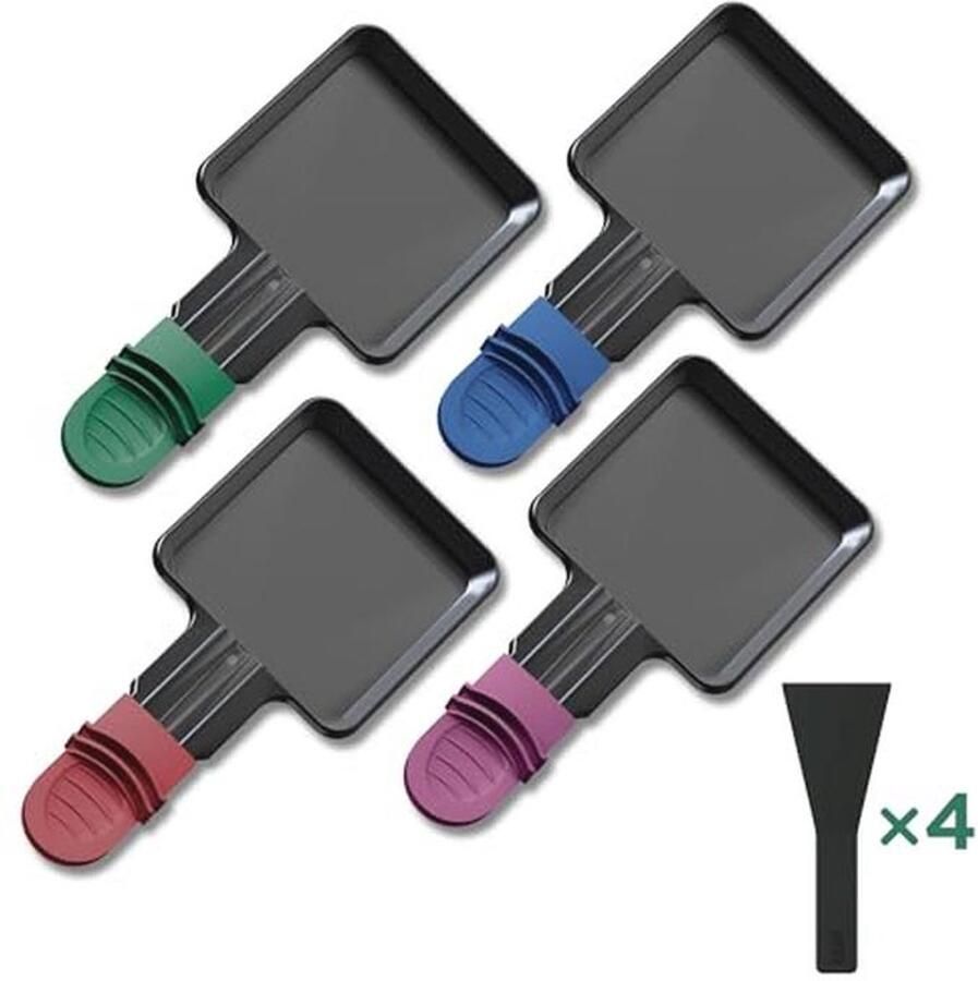 Mini Raclette Pannen Set 4 Stuks Met Spatels Anti-aanbak Gourmetplaat