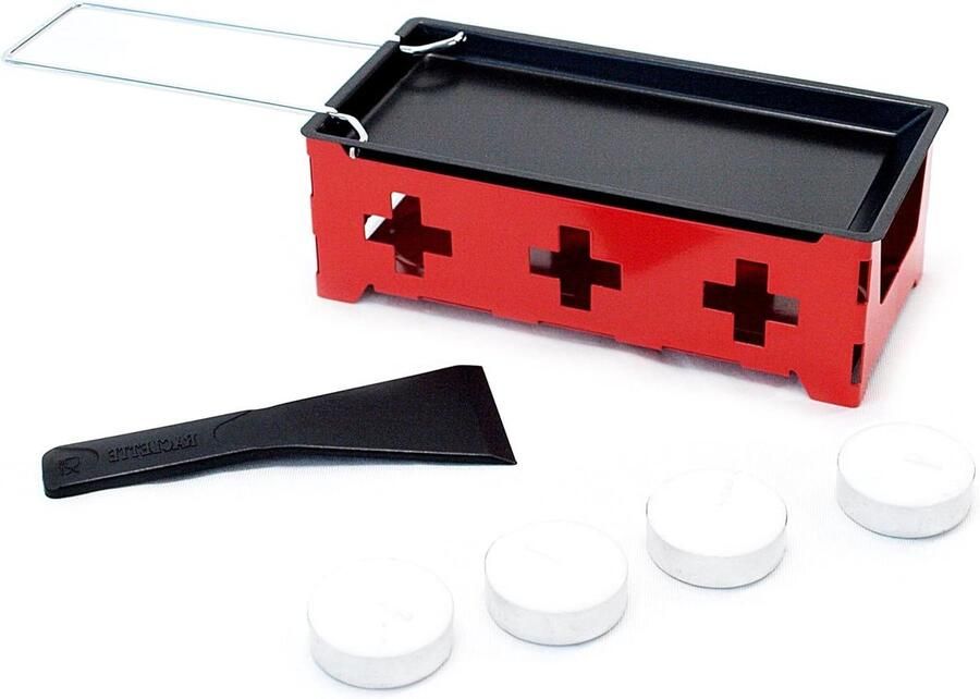 Mini Raclette Set Kaas Smelter Gezellig Eten Compact Ontwerp Één Maat Zilver Rood