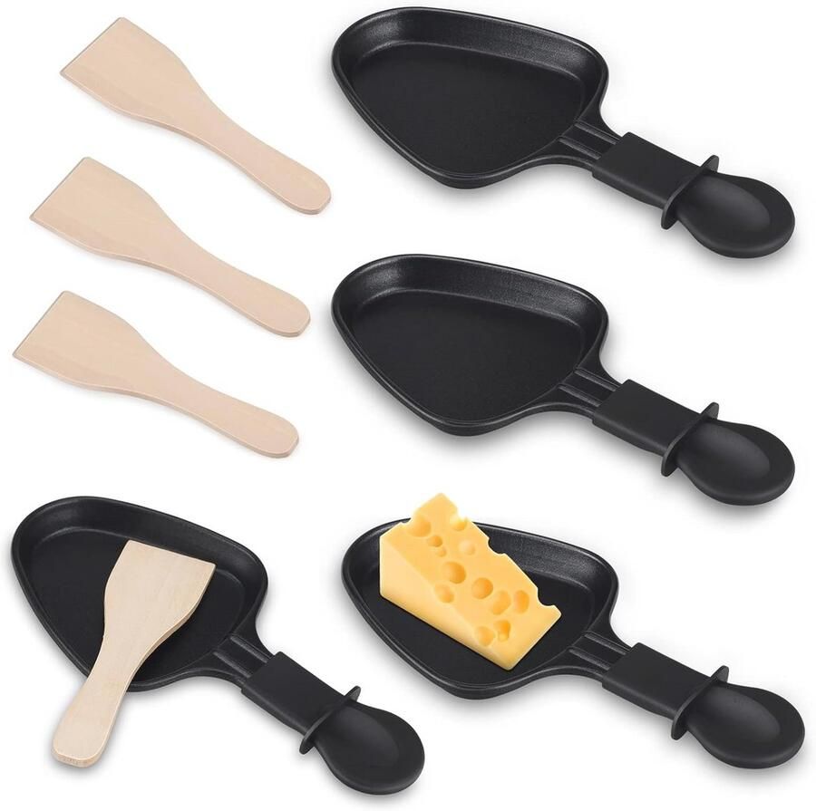 Mini Raclette Set met Antiaanbaklaag 4-delige Pannenkoekenpan voor Kaas en Eieren