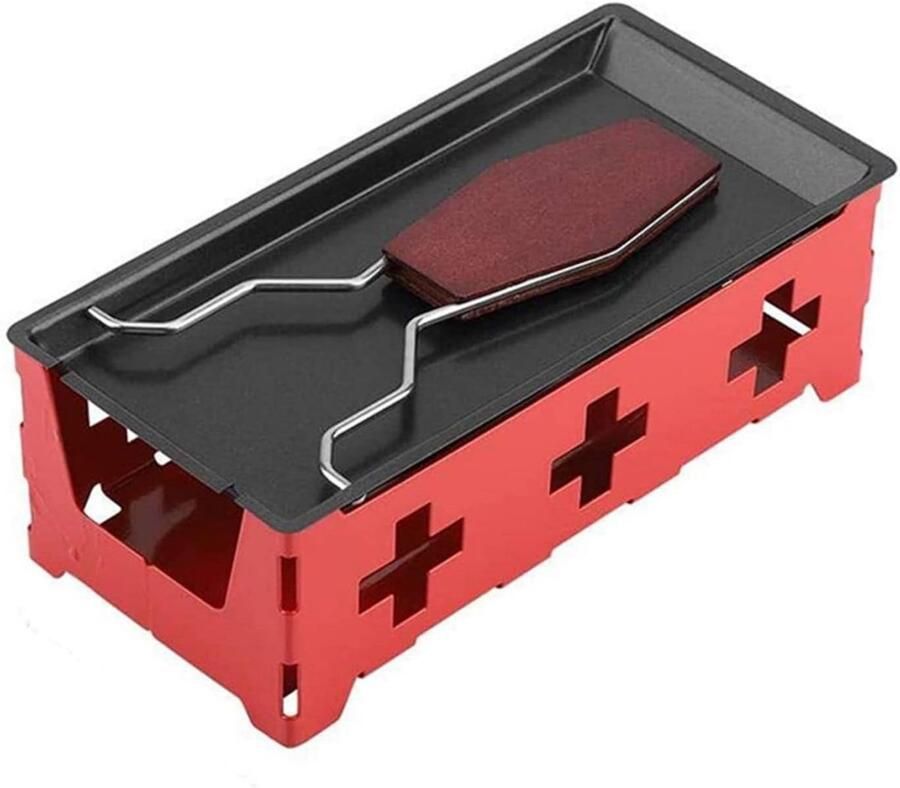 Mini Raclette Set met Houten Handvat Draagbaar Anti-Aanbak Pannetje van Koolstofstaal voor Kaas Eieren en Toast Inclusief Spatel en Handgreep