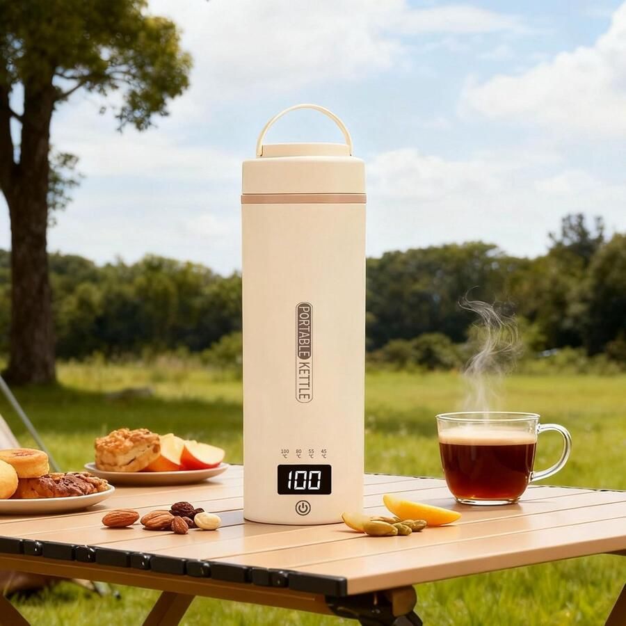 Mini Reis Waterkoker 450ml Draagbaar met 4 Temperatuurinstellingen RVS