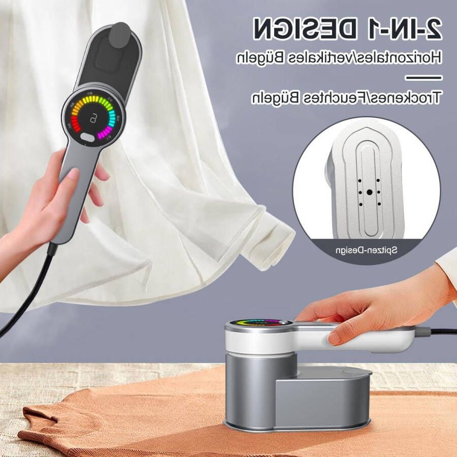 Mini-reisstoomstrijkijzer Draagbaar stoomstrijkijzer 1200 watt Handstoomstrijkijzer met 120 ml watertank 15 seconden snel opwarmen 6 instelmodi Kledingstrijkijzer