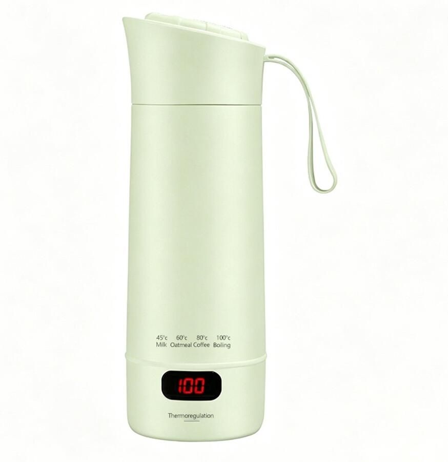 Mini reiswaterkoker 400ml｜4 temperatuurniveaus snel opwarmendKleine draagbare reiswaterkoker 400 ml – mini elektrische waterbeker 300W temperatuurinstelling automatische uitschakeling voor thee en koffie op reis（groen）