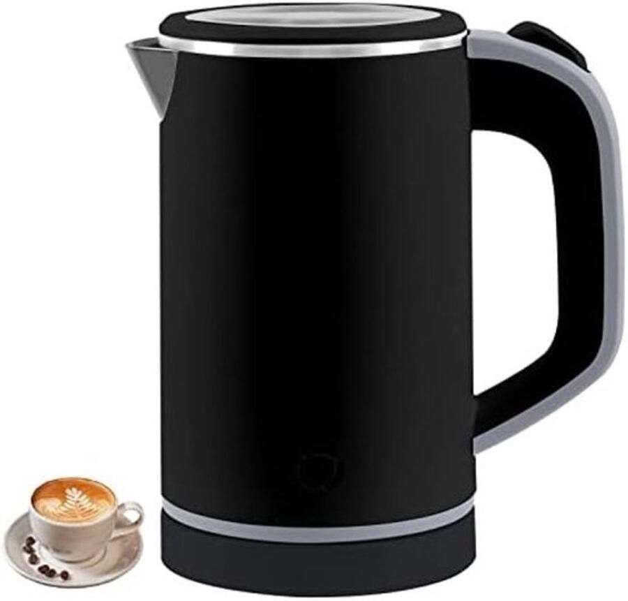 Mini Reiswaterkoker 800ml Draagbare Waterkoker Roestvrij Staal Zwart Snel Koken in 5 Minuten Compacte Kampeerwaterkoker met Veiligheidsfuncties Ideaal voor Reizen Werk en Hotel