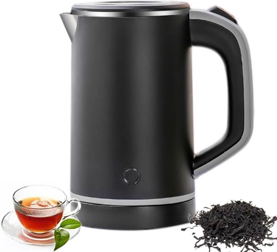 Mini reiswaterkoker elektrische waterkoker waterfles geschikt voor kantoorgebruik koffie en thee roestvrij staal zwart