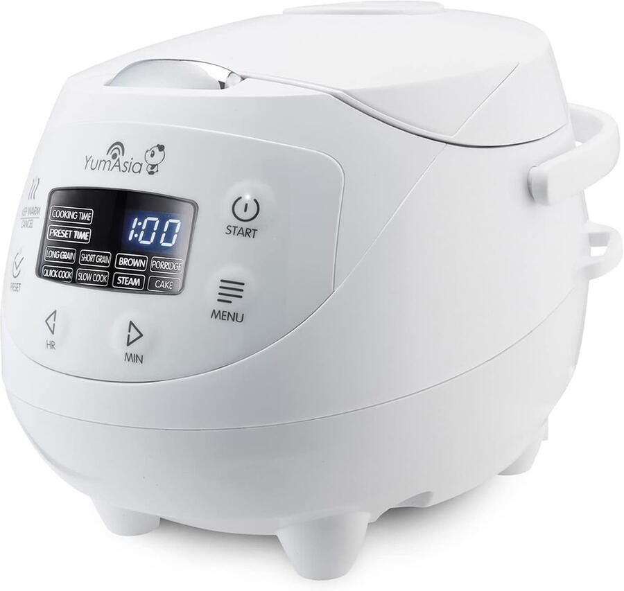 Mini Rijstkoker 0 63L met Fuzzy Logic Keramische Binnenpan 24-uurs Timer en Warmhoudfunctie