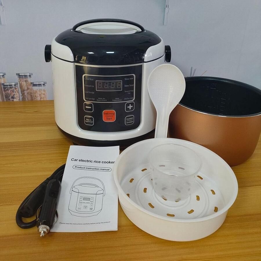 Mini rijstkoker 2L afneembare anti-aanbakpan veilig en gezond koken ideaal voor op reis ShopVlot