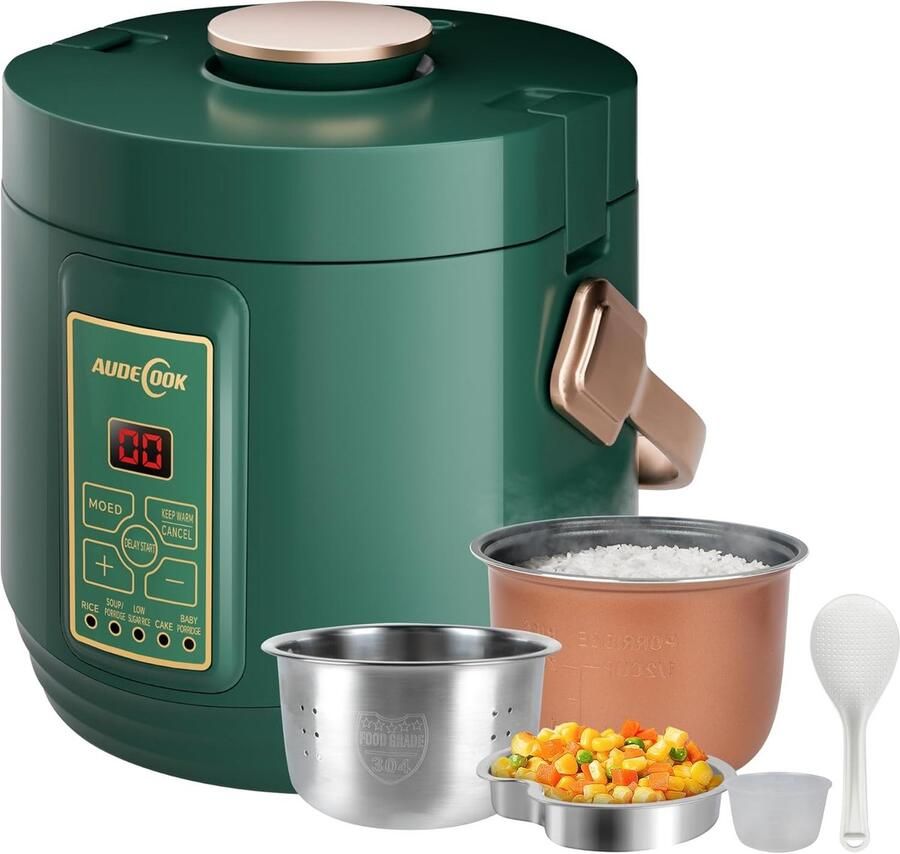 Mini Rijstkoker Compacte Multicooker Gezond Koken Koolhydraatarme Functie 12 Liter Groen