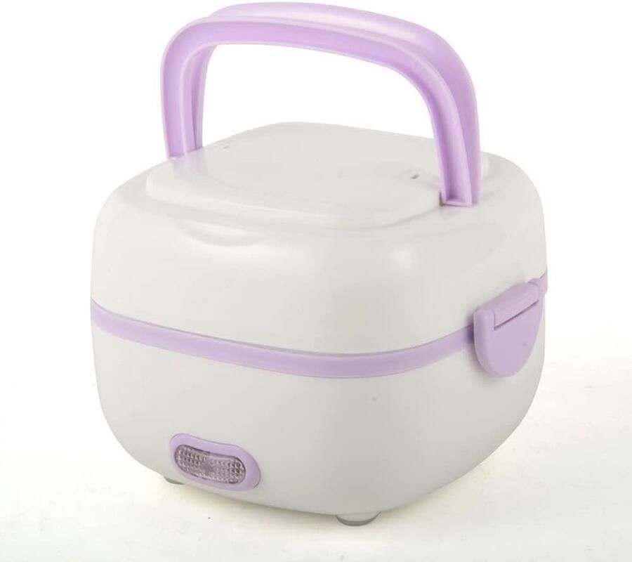 Mini Rijstkoker Elektrische Lunchbox Maaltijd Bereiden Veelzijdig en Draagbaar 1 Liter Lila