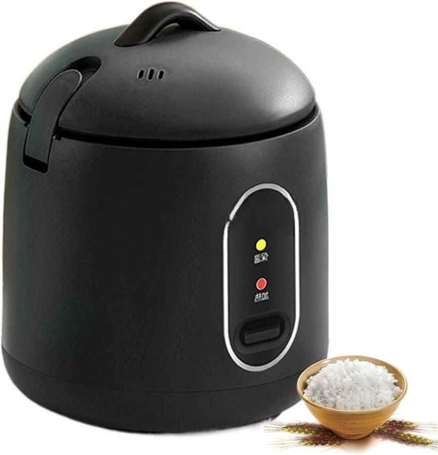 Mini Rijstkoker Kleine Rijstmaker Snel Rijst Koken Met Stoomfunctie 1.2L Zwart