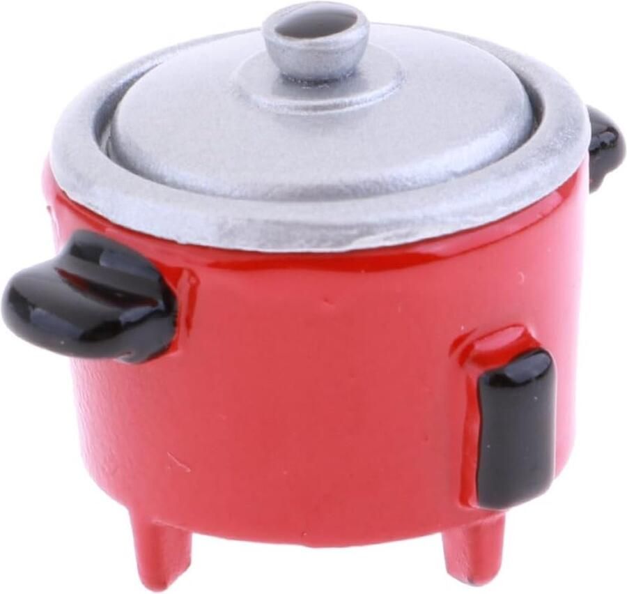 Mini Rijstkoker Poppenhuis Keuken Decoratie Accessoire Realistisch Ontwerp 3.2 cm Rood