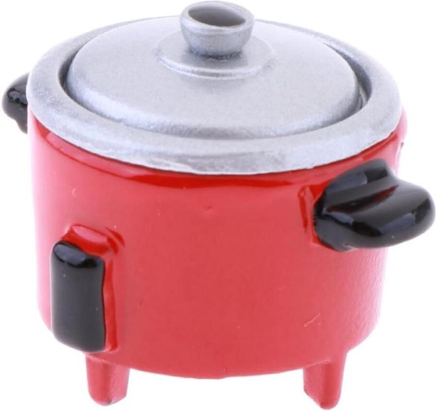 Mini Rijstkoker Poppenhuis Kookgerei Keuken Decoratie Schaal 1:12 1.0 Eenheden Rood