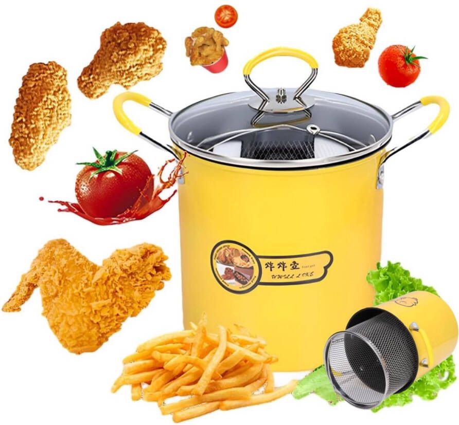 Mini Roestvrijstalen Friteusepot 3L Japanse Stijl Friteuse Met Siliconen Antisliphandvat En Deksel Visfriteusepot Voor Thuiskeuken