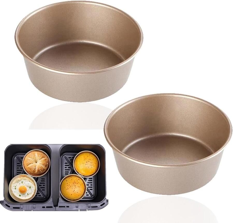 Mini ronde anti-aanbak cakevormen voor airfryer 2 stuks herbruikbare eierkoker van koolstofstaal voor burgers en broodjes 4.5 inch