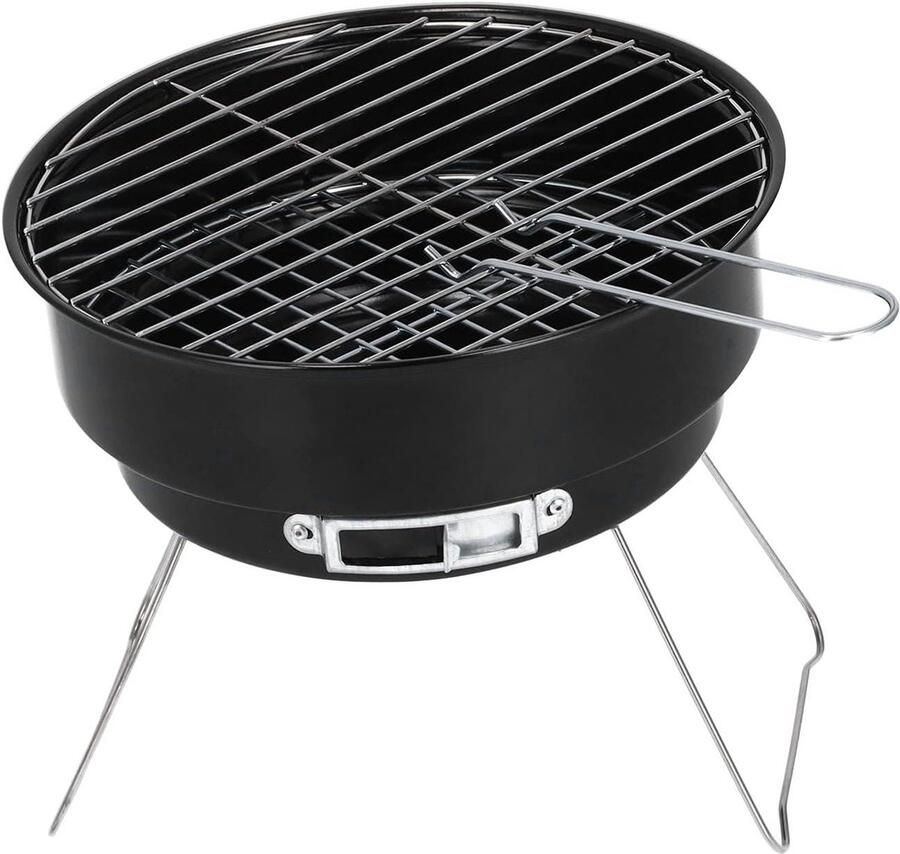 Mini Ronde BBQ Grill Houtskoolgrill Opvouwbaar Buiten Koken Hittebestendig IJzer 27 x 27 x 11 cm