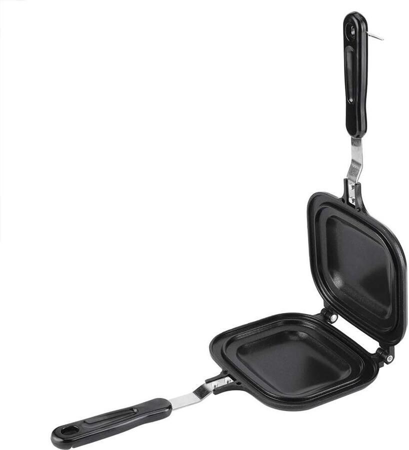 Dubbelzijdige Koekenpan Sandwich Maker Ontbijt Bereiden Antiaanbaklaag 36.5 cm Lengte Zwart