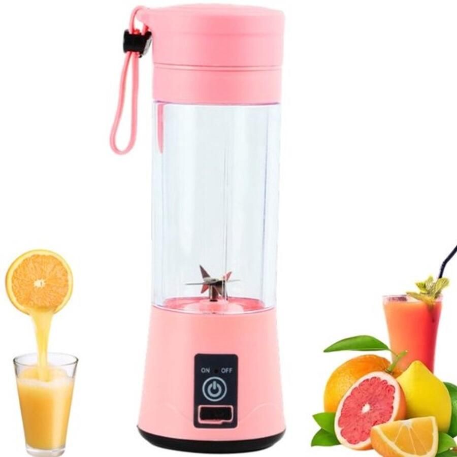 Mini sapcentrifuge Sapbeker Elektrische sapcentrifuge 6 messen USB Geschikt voor het persen van fruit en groenten Babyvoeding Mixen Roze 7 5*7 5*23 cm 380 ml 25 W