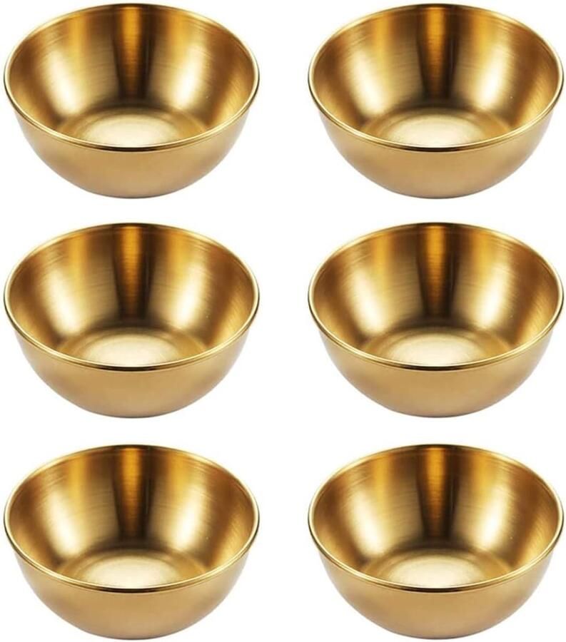 Mini Sauskommen Dipkommen Serveerschalen Kruiden Smaakmakers Duurzaam Roestvrij Staal 6 Stuks Goud