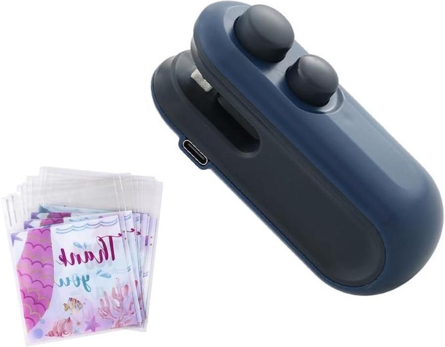 Mini Sealer Zakken Sluitmachine Voedsel Bewaren 2-in-1 Functie 100 Zakken Blauw