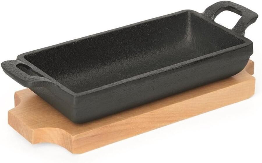 Mini Serveerpan Gietijzeren Pan Warme Hapjes Serveren Hoge Warmtebehoud 18 x 9.5 x 3 cm Zwart