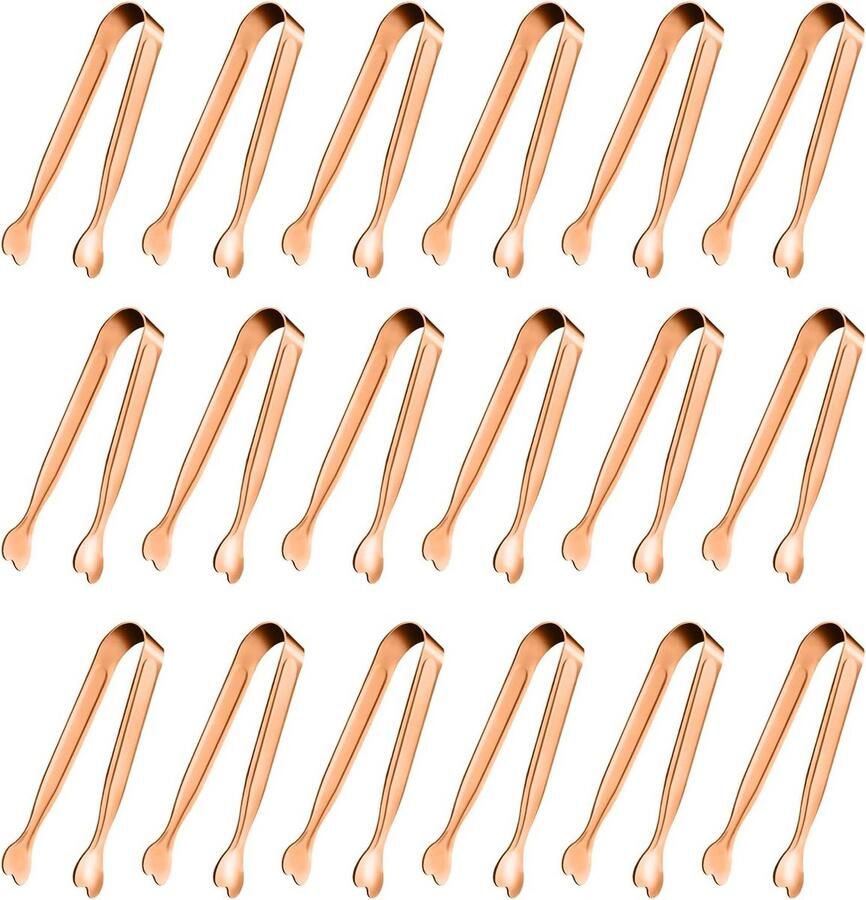 Mini Serveertangen Kleine Keukentang Borrelhapjes Serveren Set van 18 stuks 10.9 cm Rose Goud