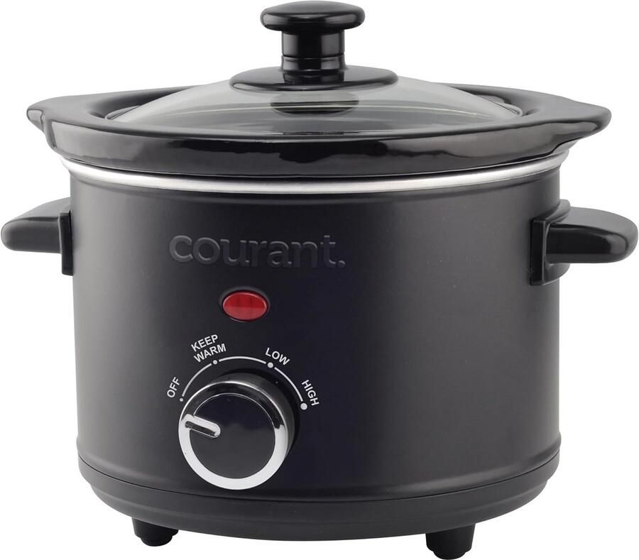 Mini Slowcooker met Eenvoudige Instellingen Vaatwasserbestendig RVS Zwart