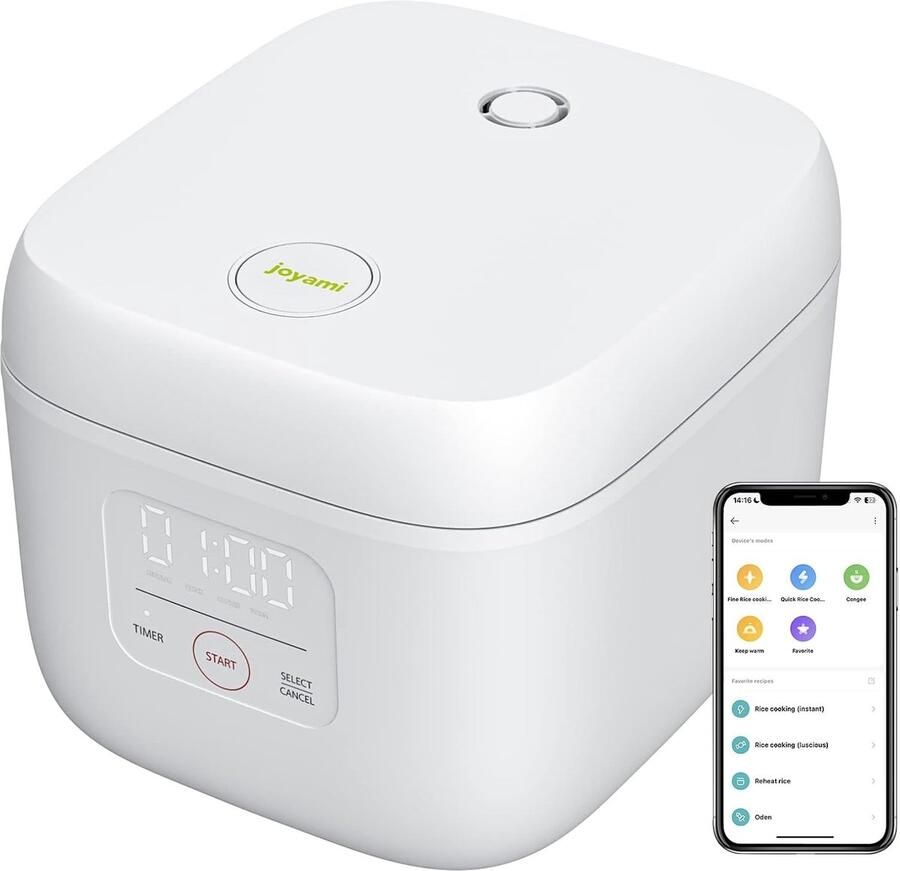 Mini Smart Rijstkoker Wit Slimme Bediening via App Antiaanbaklaag Voor 1-3 Personen