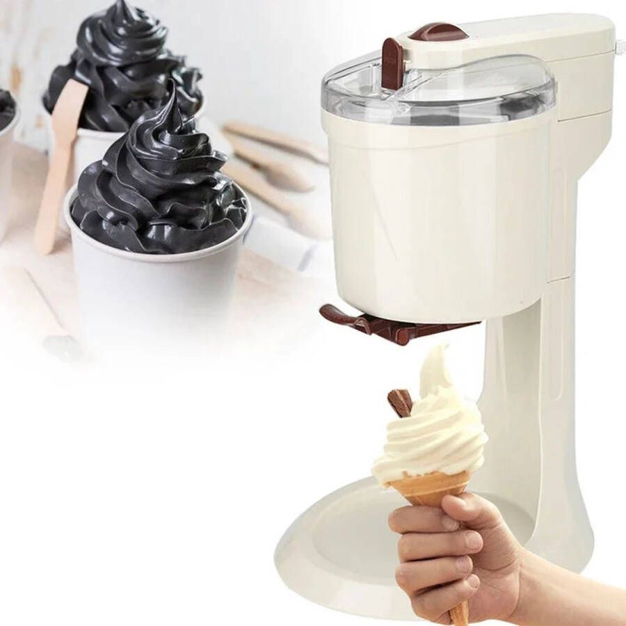 Mini Softijs Machine IJsmachine IJsmaker Automatisch 220V 20W 1L 42.5 x 24 x 27 cm Beige
