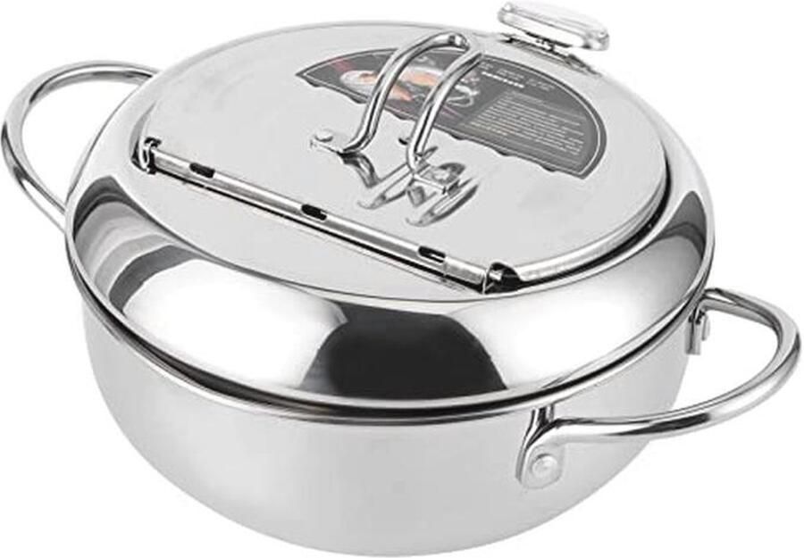 Mini Stalen Koekenpan met Thermometer 24cm Japanse Stijl Frituurpan