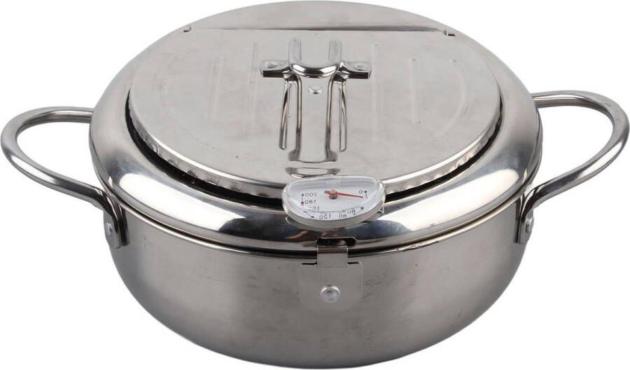 Mini Roestvrijstalen Frituurpan met Thermometer Japanse Stijl Inductiekookplaat Compatibel Gasfornuis Inductiekookplaten Koken Keukengerei S-20cm - Foto 2