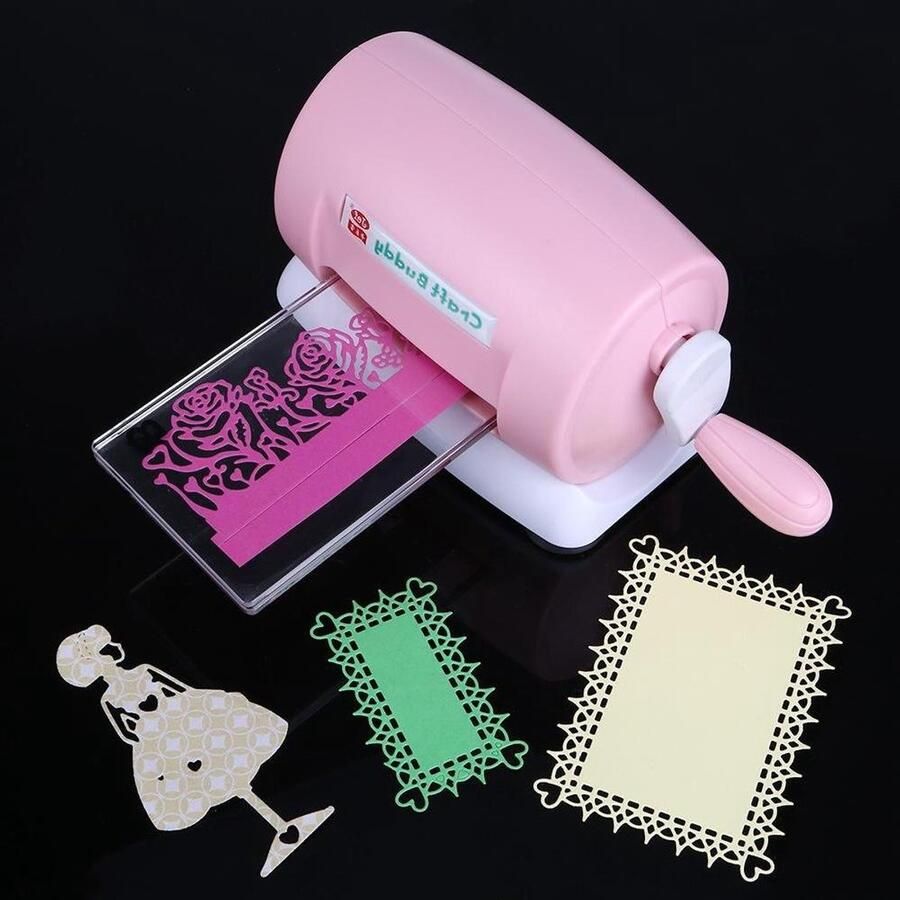 Mini Stansmachine Papier Snijmachine Kaarten Maken Handmatig Bedienbaar 15.5 x 11 x 8 cm Roze