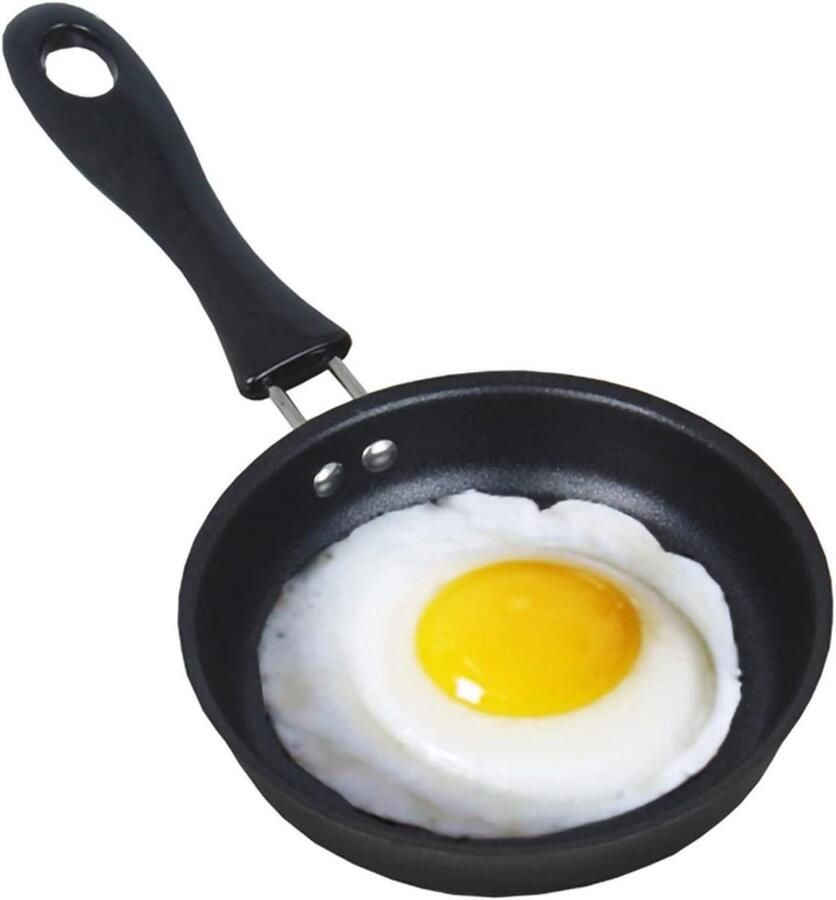 Mini Steelpan Koekenpan Pot Ontbijt Maken Gelijkmatige Warmte 12 cm Zwart