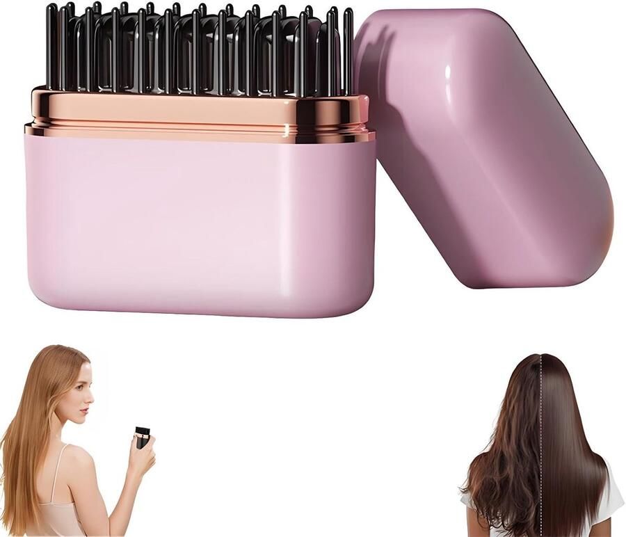 Mini stijltang Intelligente temperatuurregeling met 3 standen Draadloze mini stijltang Met lcd-scherm 2000 mAh batterij Snel opwarmen Anti-verbrandingsontwerp Roze