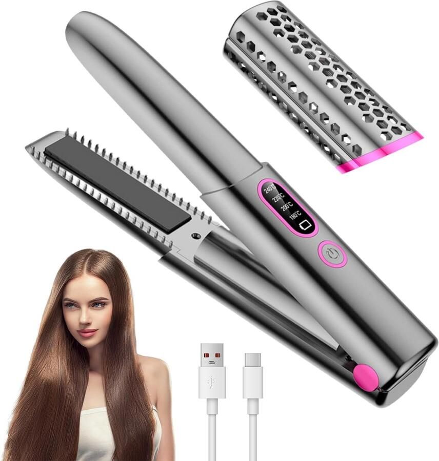 Mini Stijltang voor Kort Haar Draadloze Keramische Stijltang met 4 Temperatuurinstellingen en Snel Opwarmen
