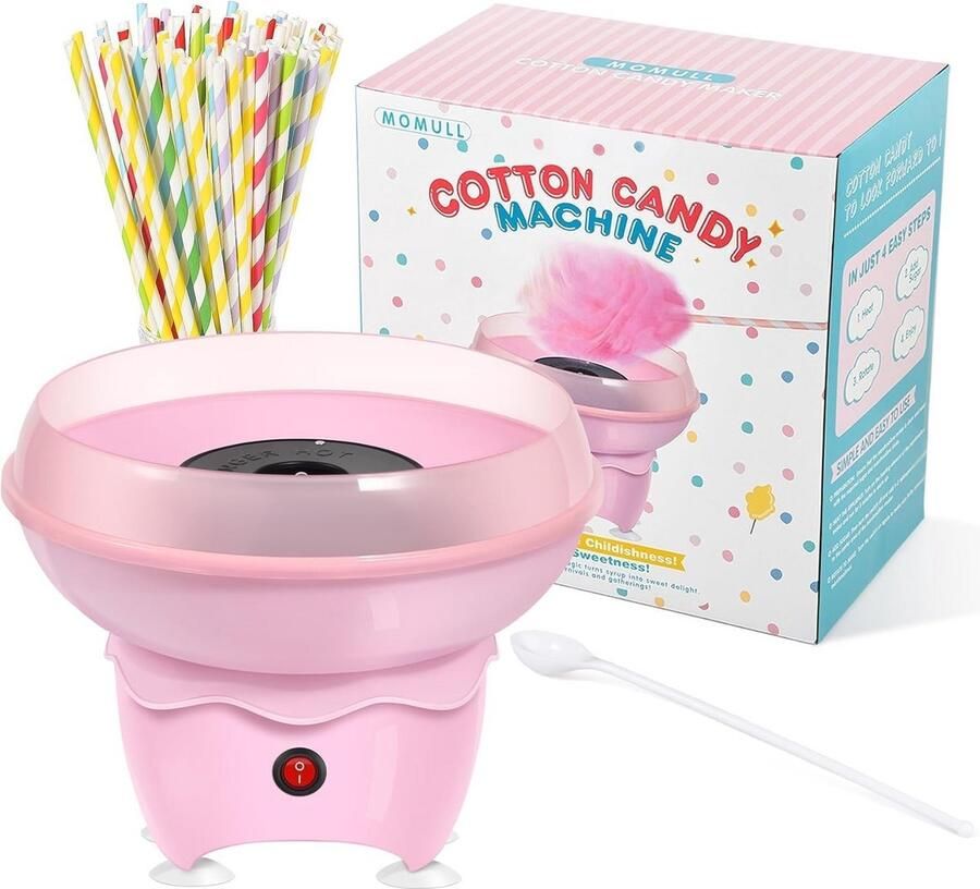 Mini Suikerspinmachine Roze voor Kinderen en Feestjes Inclusief 25 Stokjes