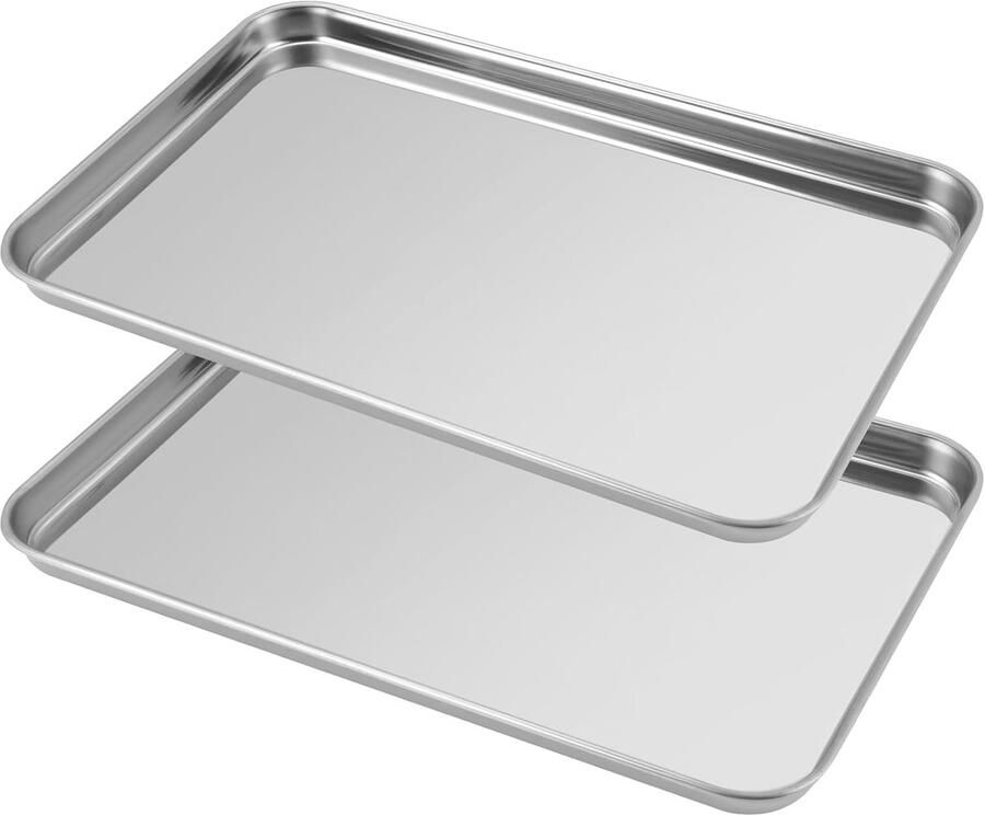 Mini Taartplaten Bakplaten Set Gelijkmatig Bakken Vaatwasmachinebestendig 22.7 x 14.7 cm Zilver