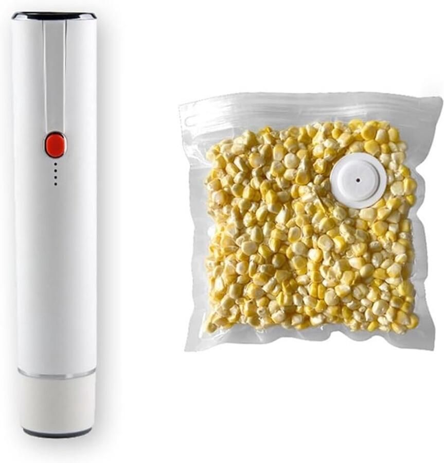 Mini Vacuüm Sealer Keuken Pomp Voedsel Bewaren USB-C Oplaadbaar Compact Formaat Wit