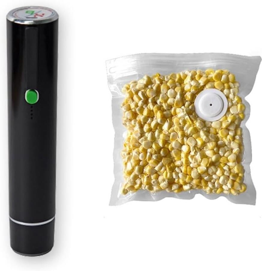 Mini Vacuüm Sealer Voedsel Pomp Voedsel Bewaren Oplaadbaar Via USB-C 1000 Zakken Zwart