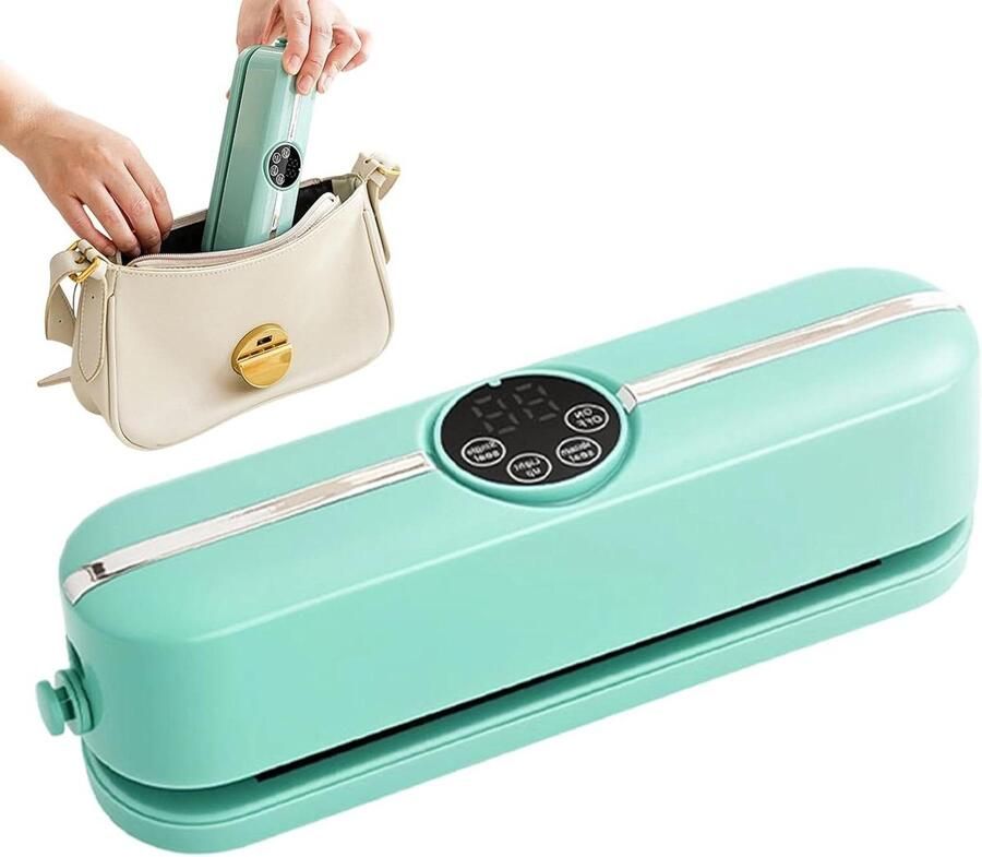 Mini Vacuümmachine Draagbare Sealer Voedsel Bewaren 60 kpa Zuigkracht Oplaadbaar Lichtgroen