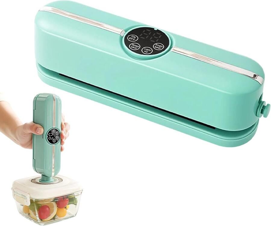Mini Vacuümmachine Keuken Hulp Levensmiddelen Bewaren Krachtig 60kPa Systeem Compact Ontwerp Lichtgroen