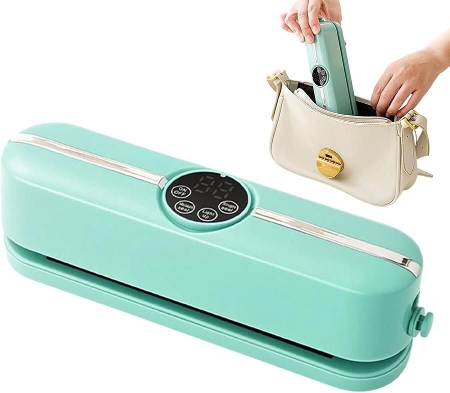 Mini Vacuümmachine Voedselverpakker Voedsel Vers Houden Precisie Verzegeling Compact Ontwerp Lichtgroen