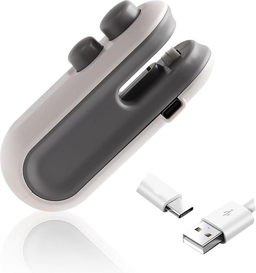 Mini vacuümsealer 2-in-1 sealer en magnetische snijder oplaadbare vacuümsealer handmatige sealer voor voedselzakken (wit)